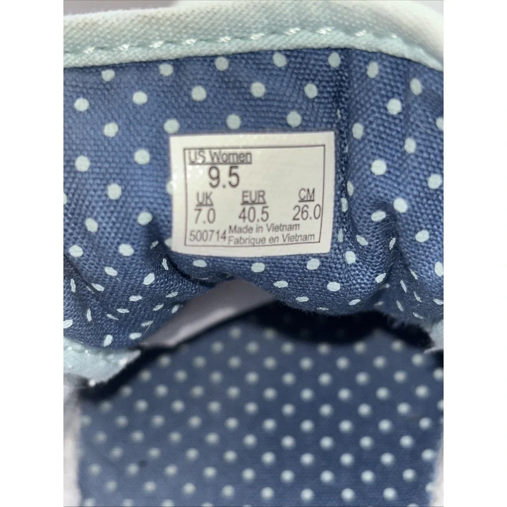 VANS Atwood Mint Green Canvas Sneakers Blue Polka Dot Insoles Women's 9.5 EUC